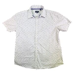 Jack Maverick Button Down Shirt Men's Large Slim‎ Fit Palm Tree White Blue Beach